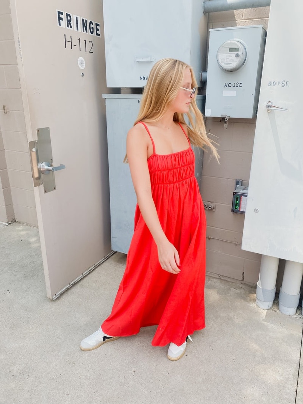 Solai the Label Smocked Spaghetti Strap Dress